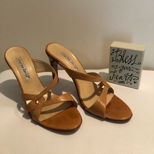 Camel leather strapy Charles David heels